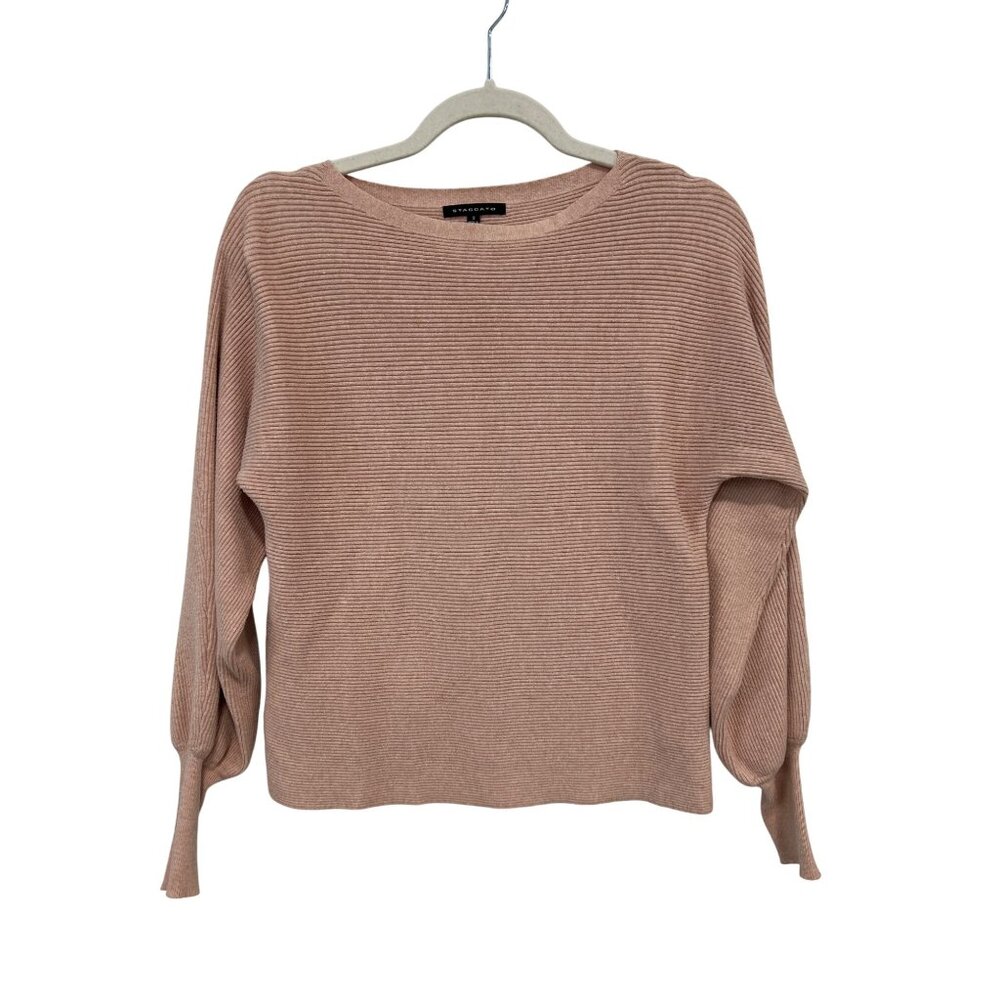 Staccato Ribbed Pullover Sweater Size Small Long Sleeve Blush Pink Cozy Staple